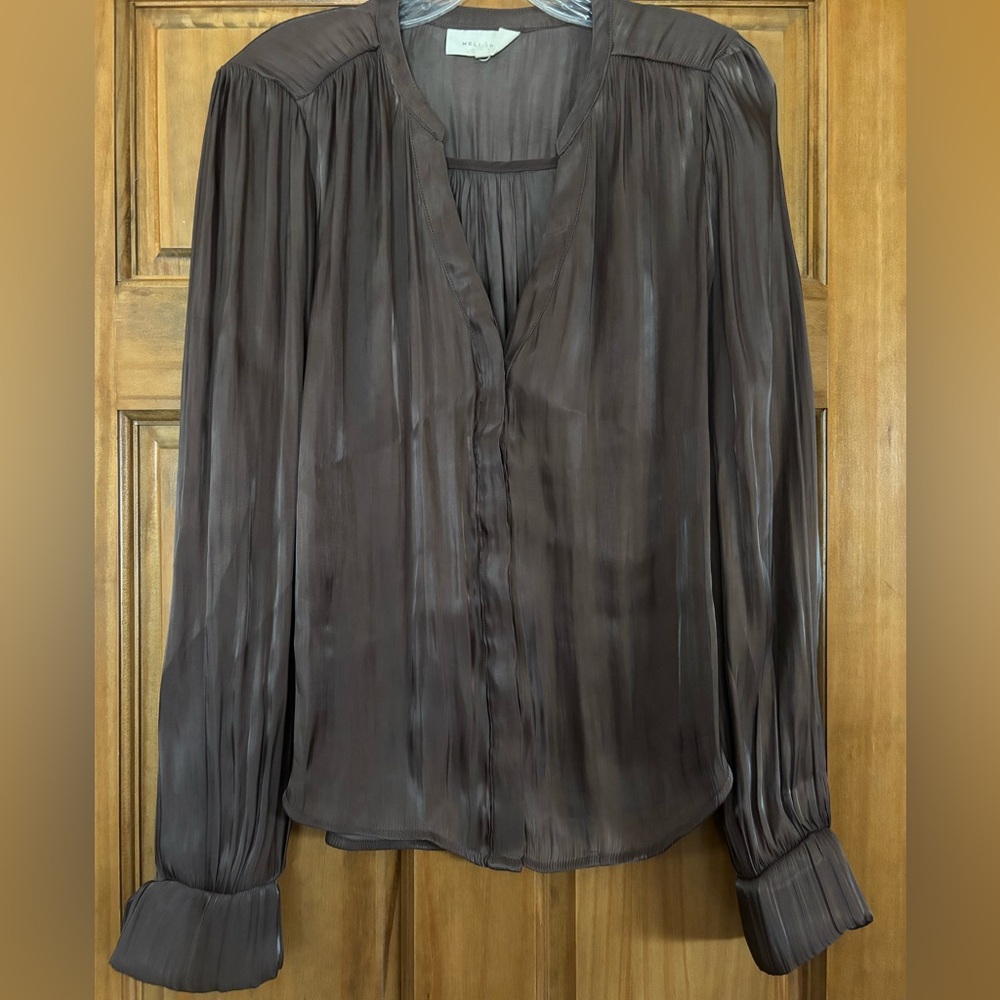 MELLODAY Smoky and Shimmery Gray Blouse